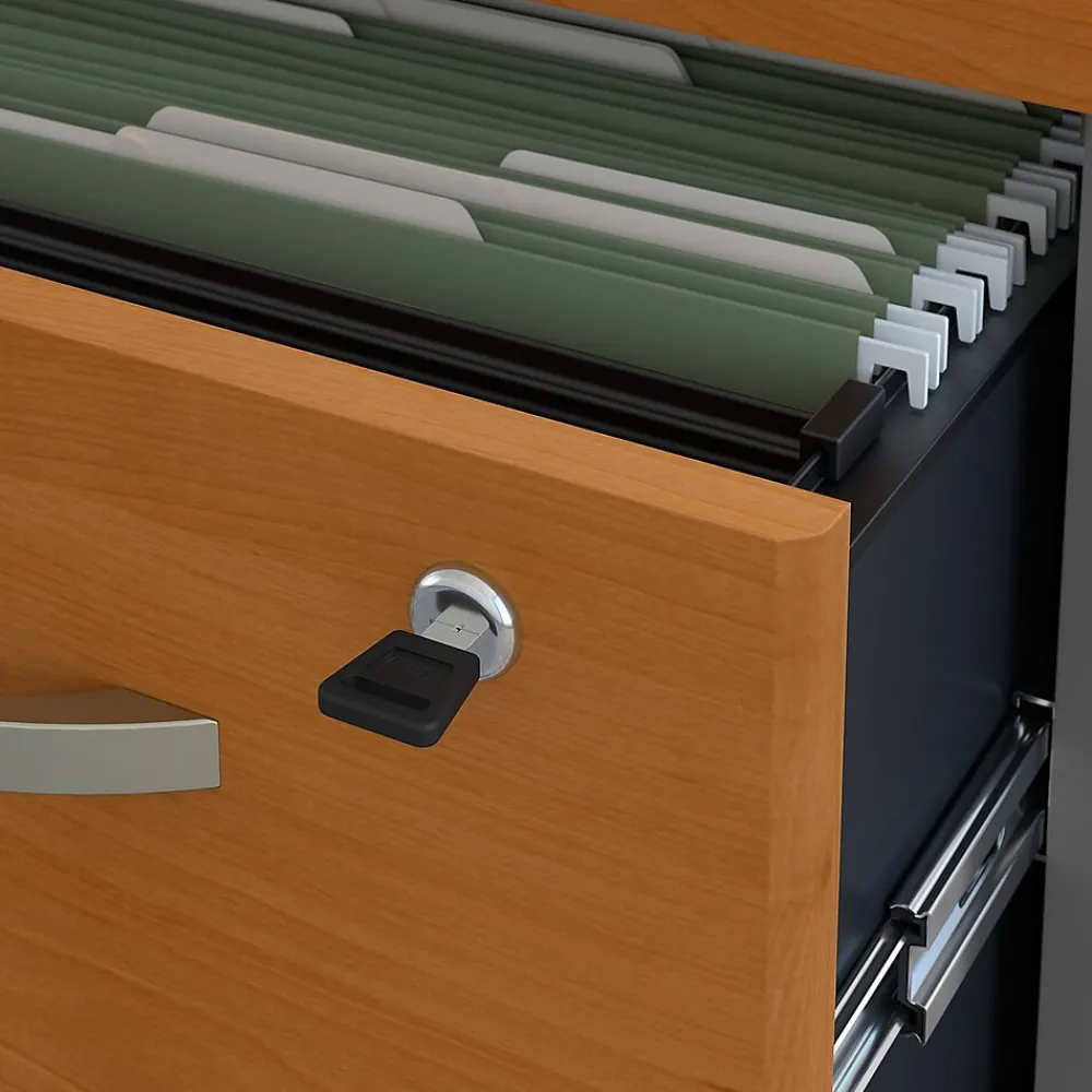 L-Desks*Bush Business Furniture Westfield 72W L Shaped Desk with 48W Return and Mobile File Cabinet, Natural Cherry (SRC001NCSU) Natural Cherry/Graphite Gray