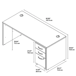 Computer Desks*Bush Business Furniture Westfield 66W x 30D Office Desk with Mobile File Cabinet, (SRC015HCSU) Hansen Cherry