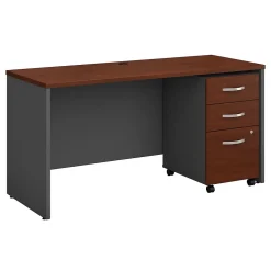 Office Desks*Bush Business Furniture Westfield 60W x 24D Office Desk with Mobile File Cabinet, (SRC025HCSU) Hansen Cherry