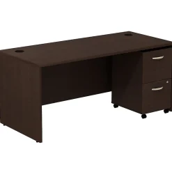 Office Desks*Bush Business Furniture Westfield Desk w/ 2 Drawer Mobile Pedestal, (SRC028MRSU) Mocha Cherry