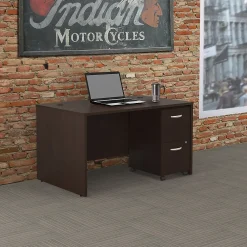 Office Desks*Bush Business Furniture Westfield Desk w/ 2 Drawer Mobile Pedestal, (SRC028MRSU) Mocha Cherry