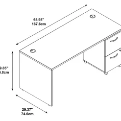 Office Desks*Bush Business Furniture Westfield Desk w/ 2 Drawer Mobile Pedestal, (SRC028MRSU) Mocha Cherry