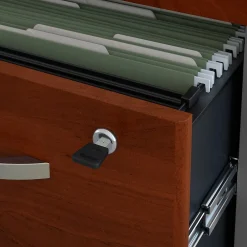 L-Desks*Bush Business Furniture Westfield Bow Front Left Handed L Shaped Desk w/ 2 Mobile Pedestals, Hansen Cherry (SRC034HCLSU)