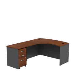 Office Desks*Bush Business Furniture Westfield Left Handed L Shaped Desk w/ Mobile File Cabinet, Gray, (SRC007HCLSU) Hansen Cherry/Graphite