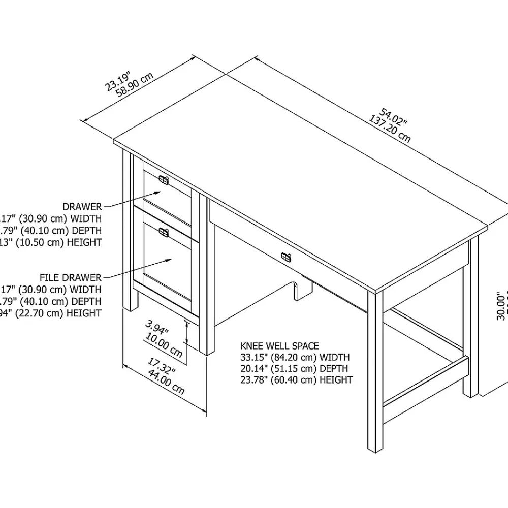 Computer Desks*Bush Furniture Broadview 54"W Computer Desk with Drawers, Pure White (BDD254WH-03)