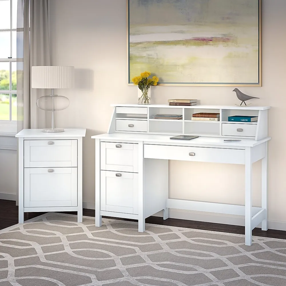 Computer Desks*Bush Furniture Broadview 54"W Computer Desk with Drawers, Pure White (BDD254WH-03)