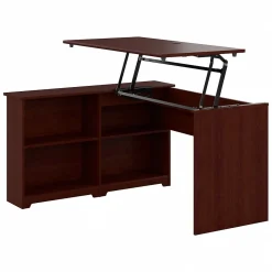 Standing Desks*Bush Furniture Cabot 52"W 3 Position Sit to Stand Corner Bookshelf Desk, Harvest Cherry (WC31416)