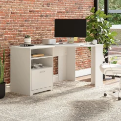 Office Desks*Bush Furniture Cabot 60"W Corner Desk with Storage, (WC31915K) White