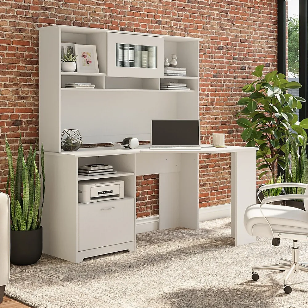 Office Desks*Bush Furniture Cabot 60"W Corner Desk with Storage, (WC31915K) White