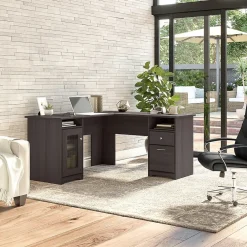L-Desks*Bush Furniture Cabot 60"W L Shaped Desk, (WC31730-03K) Heather Gray