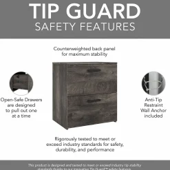 File Cabinets*Bush Furniture City Park 2 Drawer Lateral File Cabinet, (CPF127GH-03) Dark Gray Hickory