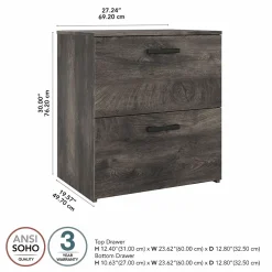 File Cabinets*Bush Furniture City Park 2 Drawer Lateral File Cabinet, (CPF127GH-03) Dark Gray Hickory
