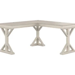 L-Desks*Bush Furniture Homestead 60"W Farmhouse L Shaped Desk, Linen White Oak (HOD160LW-03K)