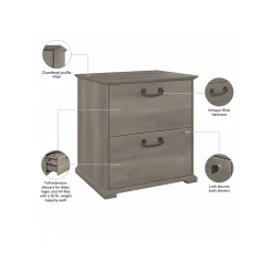 File Cabinets*Bush Furniture Homestead 2-Drawer Lateral File Cabinet, Letter/Legal Size, Lockable, Driftwood Gray (HOF129DG-03)
