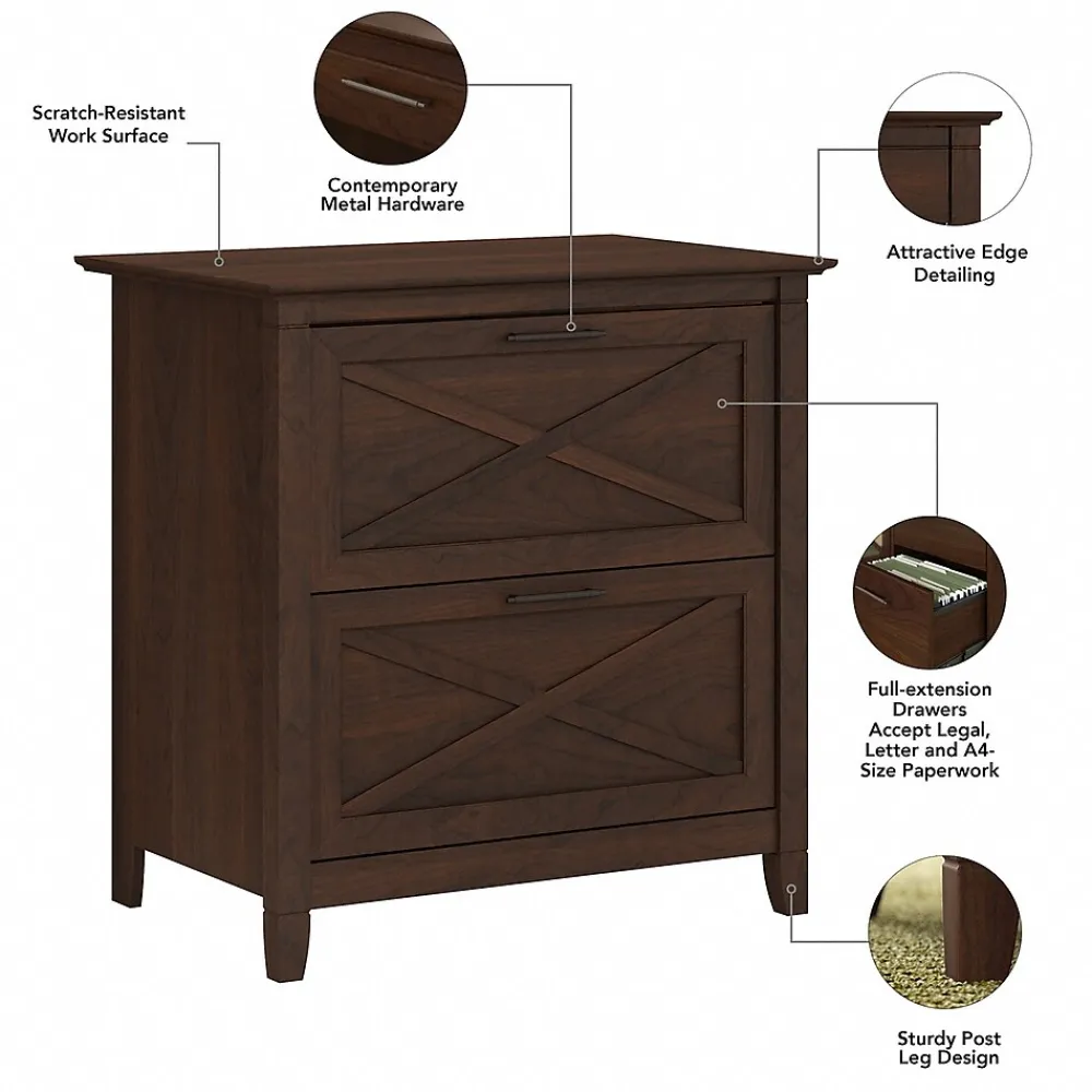 File Cabinets*Bush Furniture Key West 2 Drawer Lateral File Cabinet, Bing Cherry (KWF130BC-03)