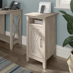 Storage Cabinets*Bush Furniture Key West 30" Small Storage Cabinet with Door and 3 Shelves, Washed Gray (KWS116WG-03)