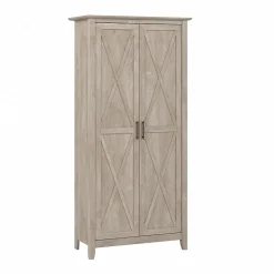 Storage Cabinets*Bush Furniture Key West 66" Tall Storage Cabinet with Doors and 5 Shelves, Washed Gray (KWS266WG-03)