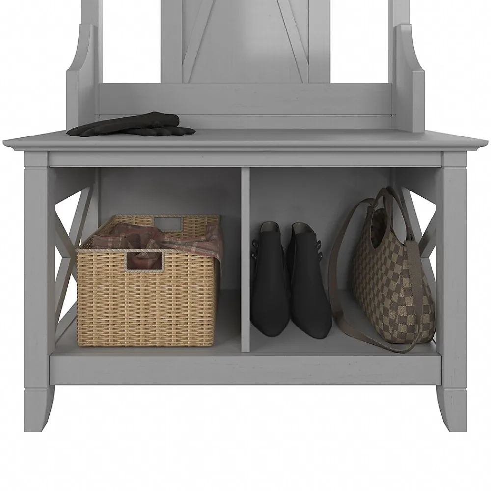 Storage Cabinets*Bush Furniture Key West 66" Hall Tree with Shoe Storage Bench, Cape Cod Gray (KWS166CG-03)