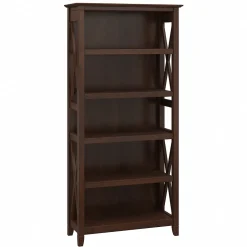 Bookcases*Bush Furniture Key West 66"H 5-Shelf Bookcase with Adjustable Shelves, Bing Cherry Laminate (KWB132BC-03)
