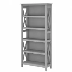 Bookcases*Bush Furniture Key West 66"H 5-Shelf Bookcase with Adjustable Shelves, Cape Cod Gray Laminated Wood (KWB132CG-03)