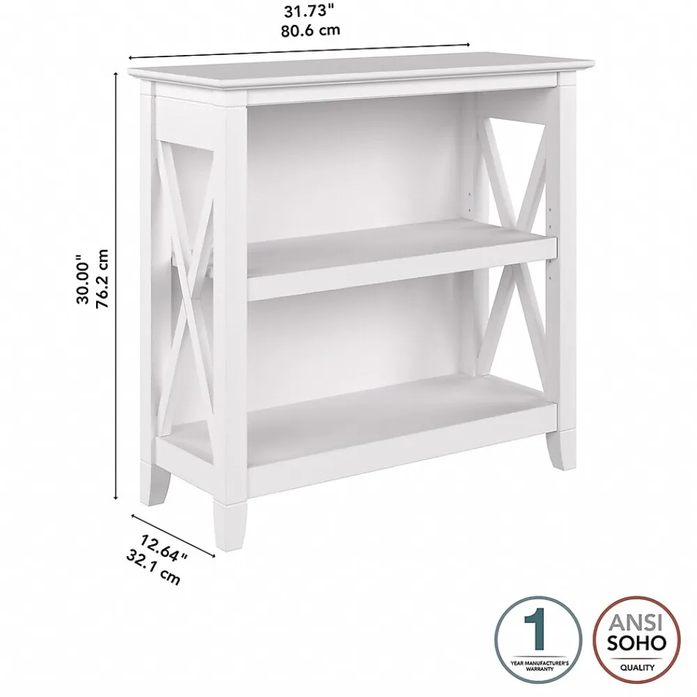 Bookcases*Bush Furniture Key West 30"H 2-Shelf Bookcase with Adjustable Shelf, Pure White Oak (KWB124WT-03)