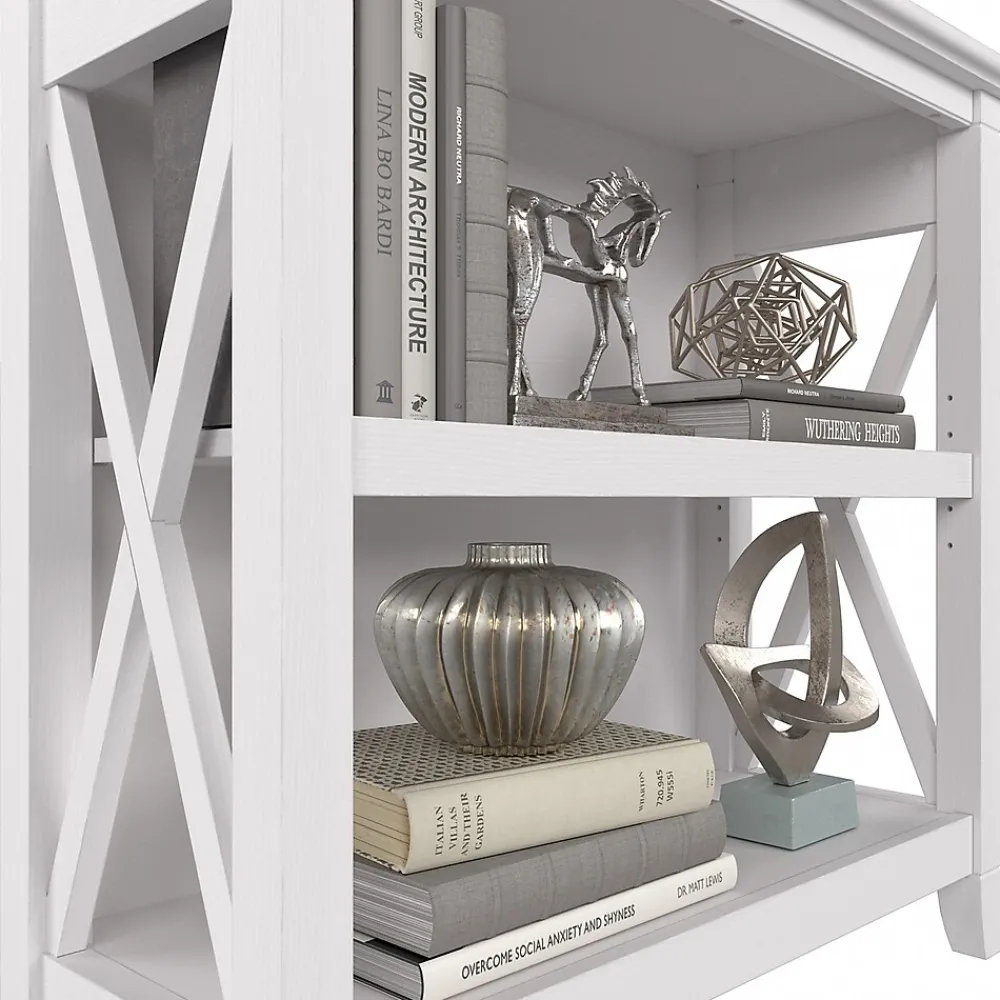 Bookcases*Bush Furniture Key West 30"H 2-Shelf Bookcase with Adjustable Shelf, Pure White Oak (KWB124WT-03)