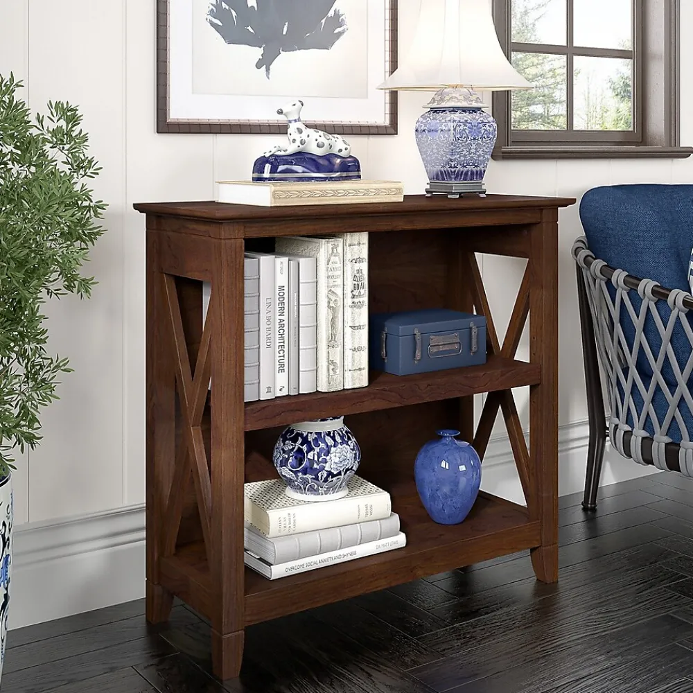 Bookcases*Bush Furniture Key West 30"H 2-Shelf Bookcase with Adjustable Shelf, Bing Cherry (KWB124BC-03)