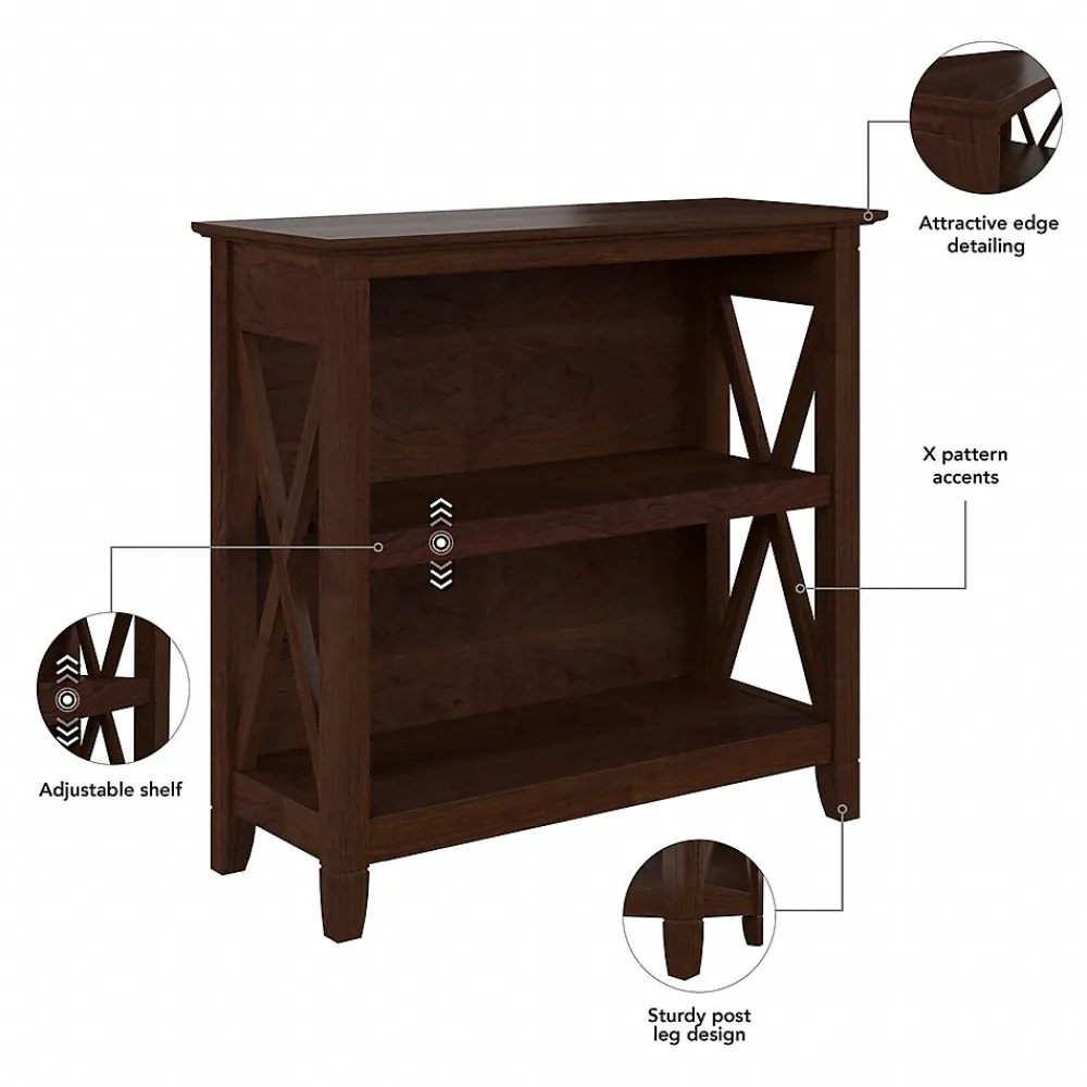 Bookcases*Bush Furniture Key West 30"H 2-Shelf Bookcase with Adjustable Shelf, Bing Cherry (KWB124BC-03)