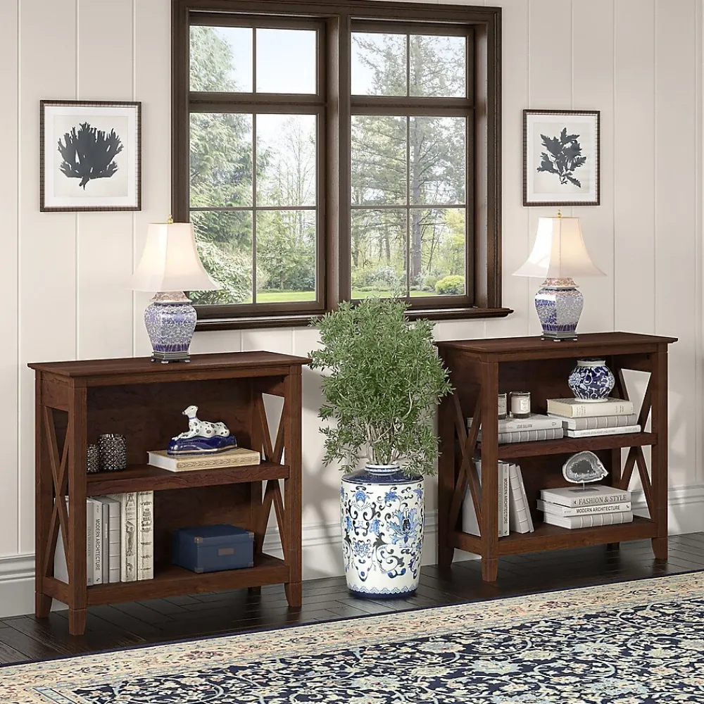 Bookcases*Bush Furniture Key West 30"H 2-Shelf Bookcase with Adjustable Shelf, Bing Cherry (KWB124BC-03)