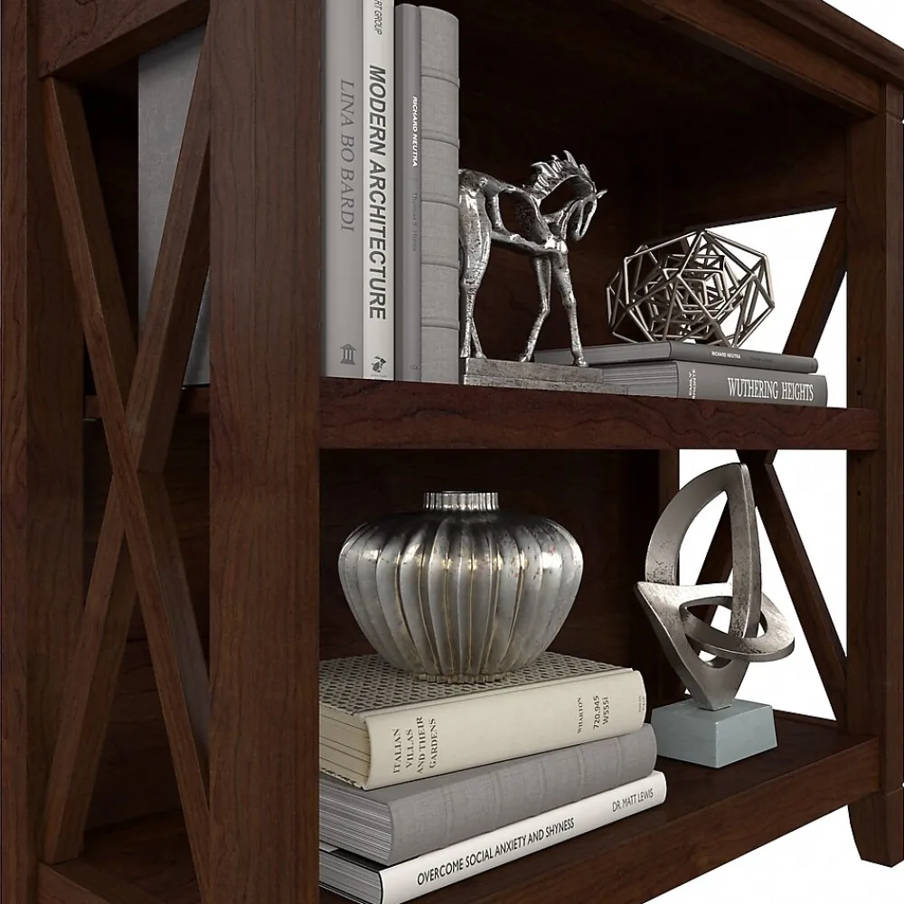 Bookcases*Bush Furniture Key West 30"H 2-Shelf Bookcase with Adjustable Shelf, Bing Cherry (KWB124BC-03)