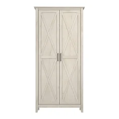 Storage Cabinets*Bush Business Furniture Bush Furniture Key West 65.98"H Storage Cabinet with 5 Shelves, Linen White Oak (KWS266LW-03)