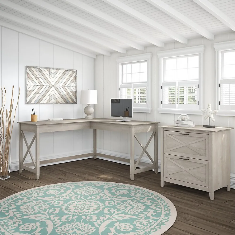 File Cabinets*Bush Furniture Key West Lateral File, Washed Gray (KWF130WG-03)