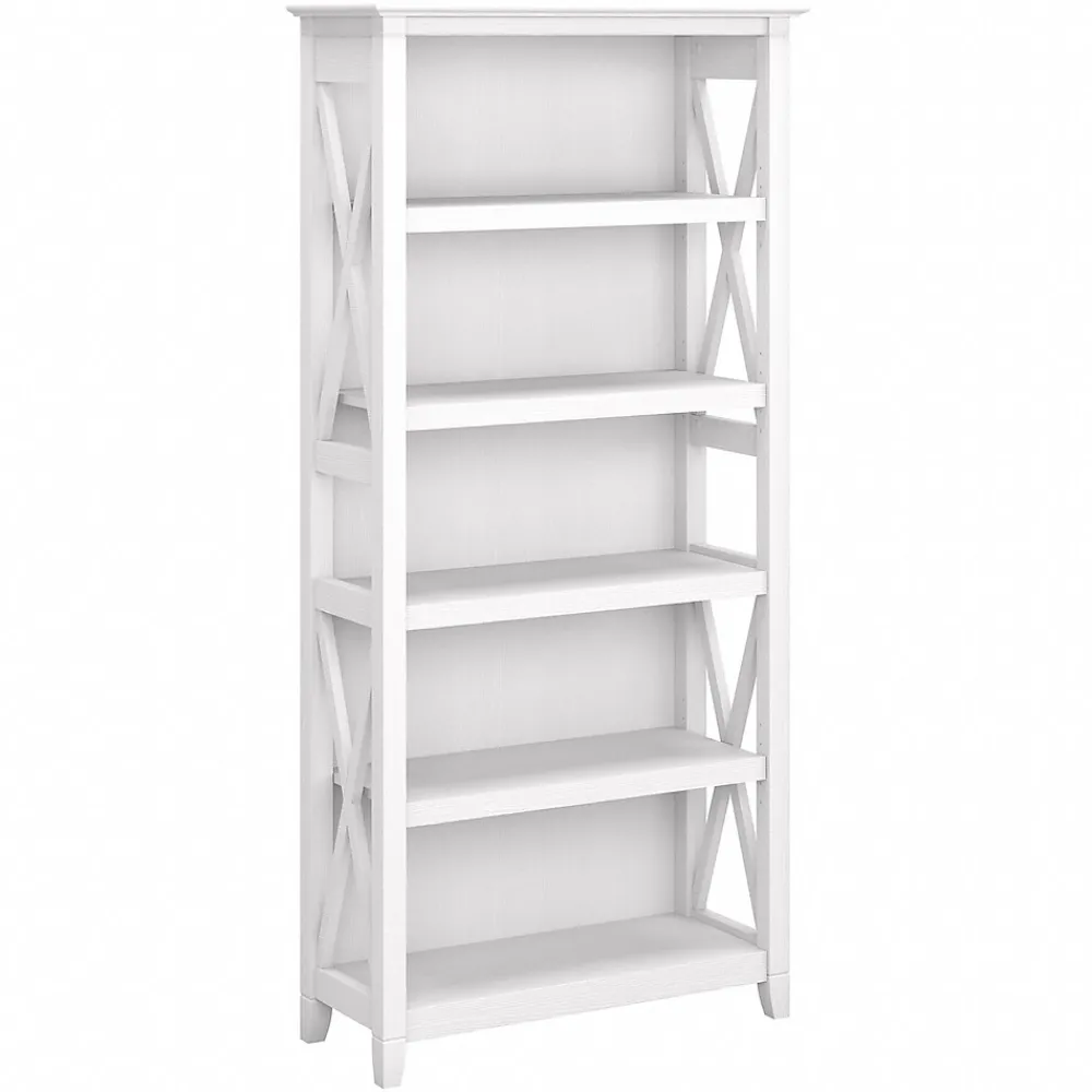 Bookcases*Bush Furniture Key West 5-Shelf 66"H Bookcase, Pure White Oak (KWB132WT-03)