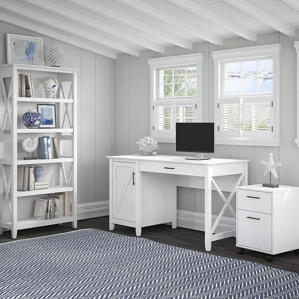 Bookcases*Bush Furniture Key West 5-Shelf 66"H Bookcase, Pure White Oak (KWB132WT-03)