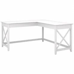Computer Desks*Bush Furniture Key West 60"W L-Shaped Desk, Pure White Oak (KWD160WT-03)