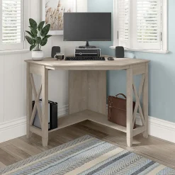Corner Desks*Bush Furniture Key West 34"W Small Corner Desk, Washed Gray (KWD134WG-03)