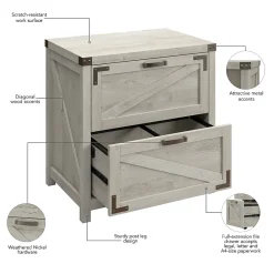 File Cabinets*Bush Furniture Knoxville 2-Drawer Lateral File Cabinet, Cottage White (CGF129CWH-03)
