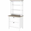 Bookcases*Bush Furniture Mayfield 2-Shelf 66"H Standard Bookcase with Drawers, Pure White/Shiplap Gray (MAY018GW2)