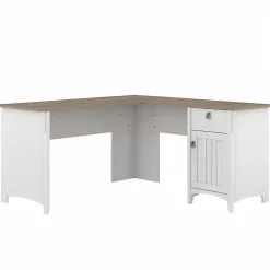 Computer Desks*Bush Furniture Salinas 60" L-Shaped Desk, (SAD160G2W-03) Shiplap Gray/Pure White