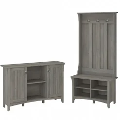 Storage Cabinets*Bush Furniture Salinas 68.11" Storage Set with Hall Tree, Shoe Bench and Accent Cabinet, 5 Shelves, (SAL008DG) Driftwood Gray