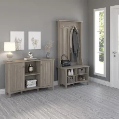 Storage Cabinets*Bush Furniture Salinas 68.11" Storage Set with Hall Tree, Shoe Bench and Accent Cabinet, 5 Shelves, (SAL008DG) Driftwood Gray