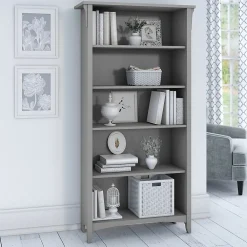 Bookcases*Bush Furniture Salinas 63"H 5-Shelf Bookcase with Adjustable Shelves, Laminated Wood (SAB132CG-03) Cape Cod Gray