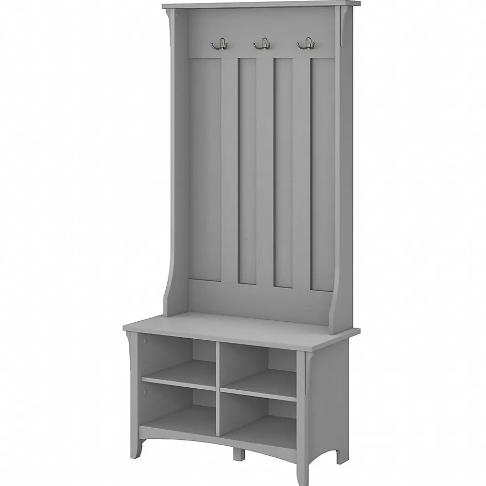 Storage Cabinets*Bush Furniture Salinas Hall Tree with Storage Bench, (SAL001CG) Cape Cod Gray