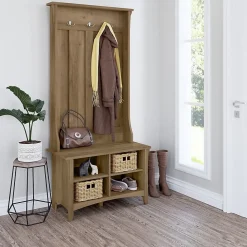 Storage Cabinets*Bush Furniture Salinas Hall Tree with Shoe Storage Bench, Reclaimed Pine (SAS532RCP-03)