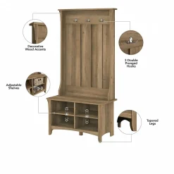 Storage Cabinets*Bush Furniture Salinas Hall Tree with Shoe Storage Bench, Reclaimed Pine (SAS532RCP-03)