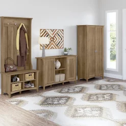 Storage Cabinets*Bush Furniture Salinas Hall Tree with Shoe Storage Bench, Reclaimed Pine (SAS532RCP-03)