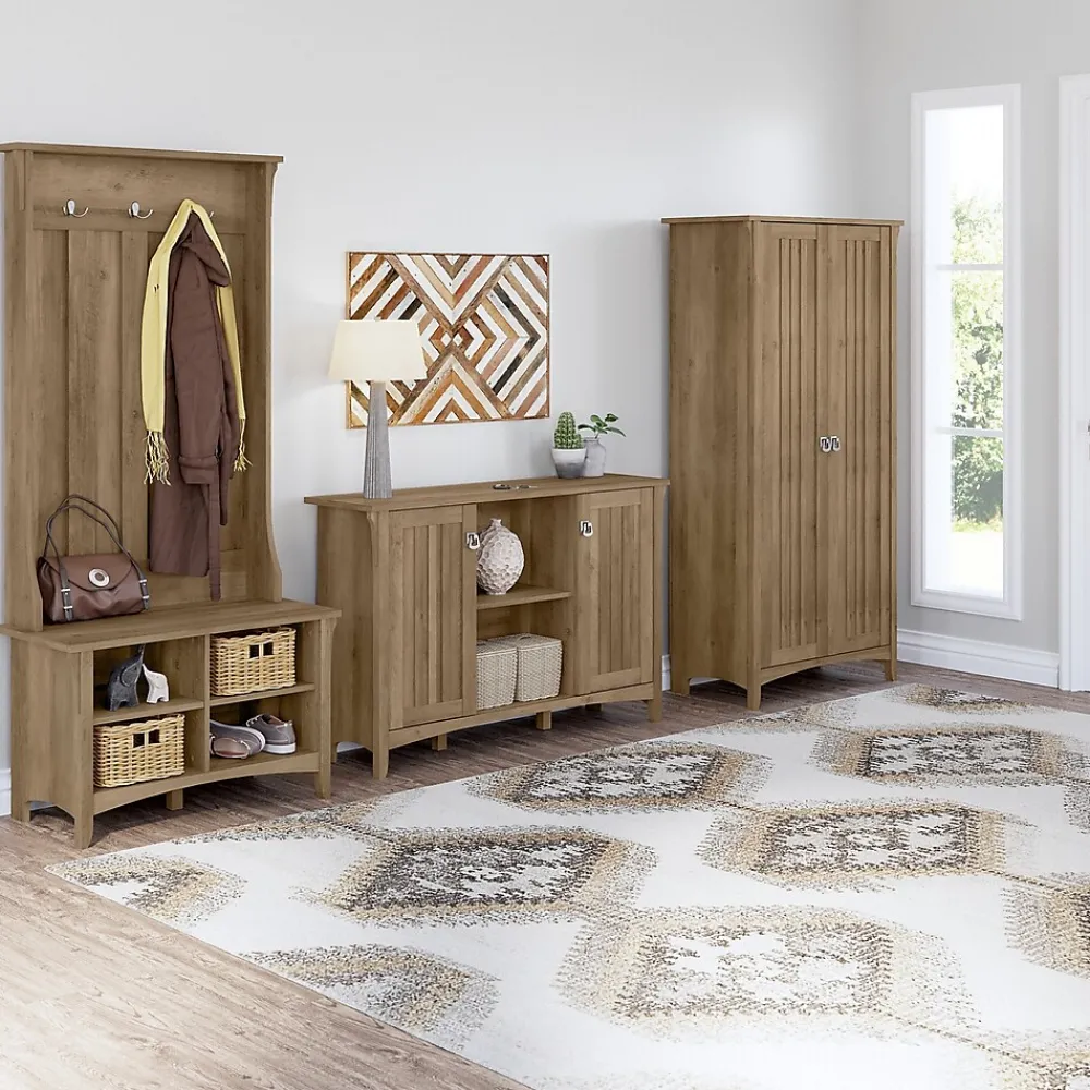 Storage Cabinets*Bush Furniture Salinas Hall Tree with Shoe Storage Bench, Reclaimed Pine (SAS532RCP-03)