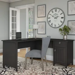 Office Desks*Bush Furniture Salinas 60"W L Shaped Desk with Storage, (SAD160VB-03) Vintage Black