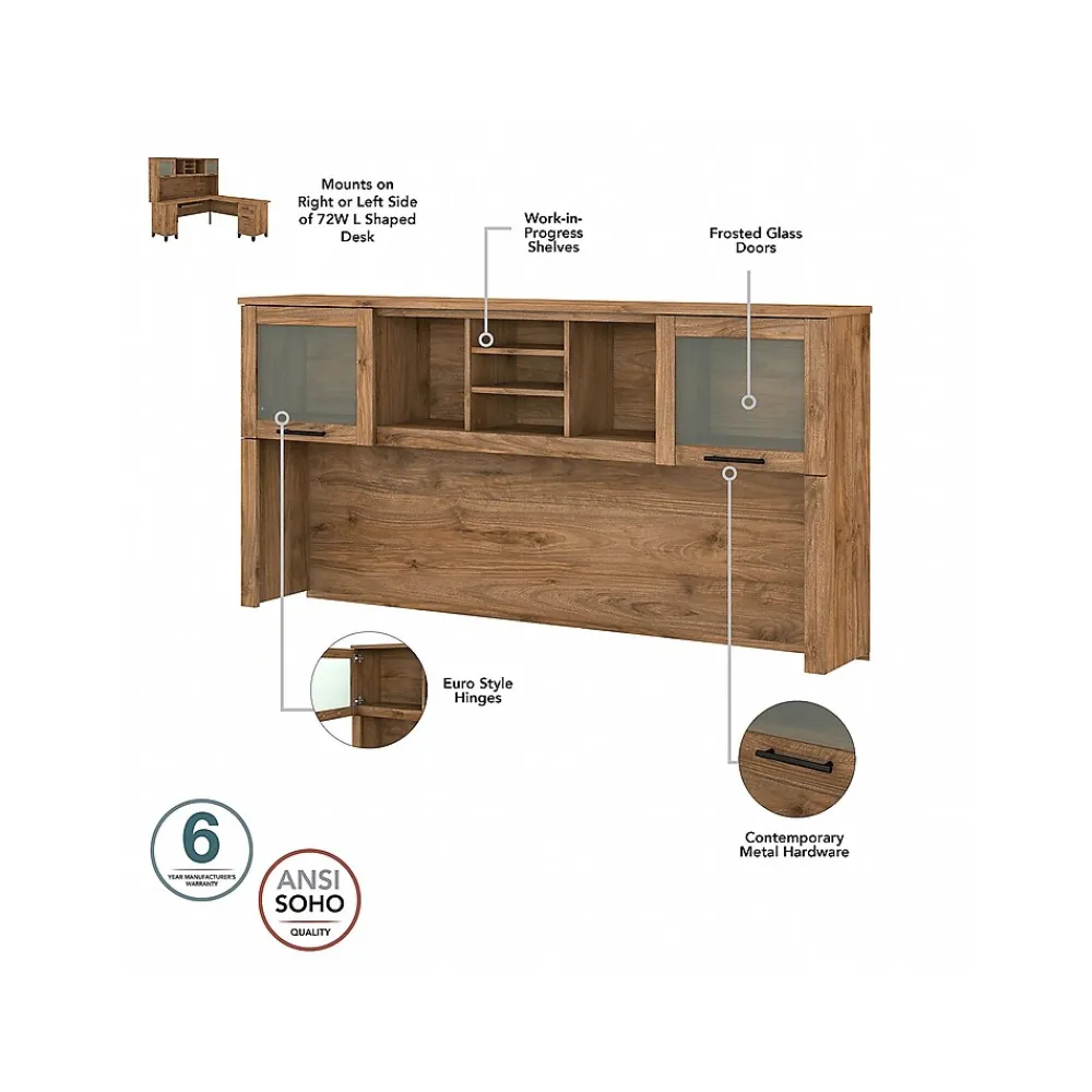Computer Desks*Bush Furniture Somerset 72" Computer Desk with Drawers and Hutch, (SET018FW) Fresh Walnut