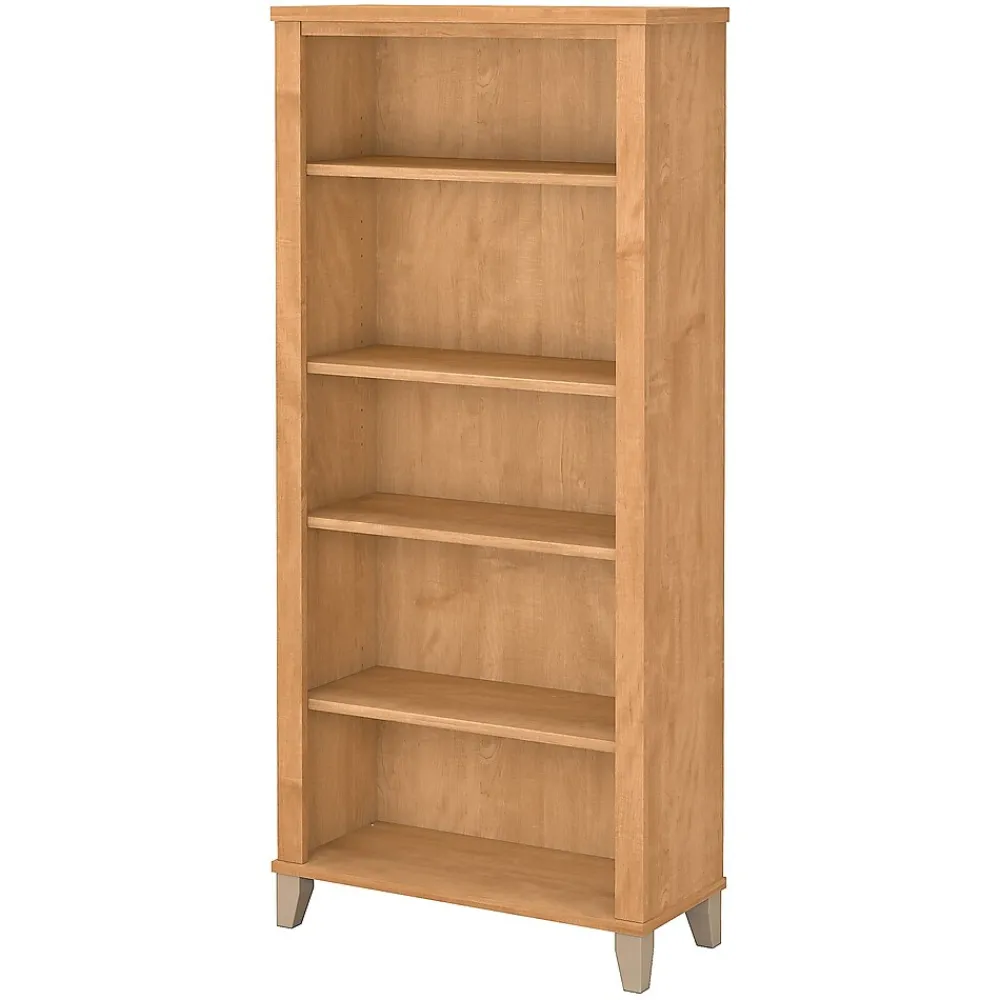 Bookcases*Bush Furniture Somerset 65.21"H 5-Shelf Bookcase with Adjustable Shelves, Laminate (WC81465) Maple Cross